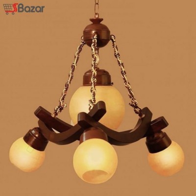 لوستر چوبی سه شاخه مرکز دار طرح مینا لوستر چوبی سه شاخه مرکز دار طرح مینا