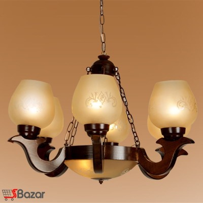 لوستر چوبی درسا شش شاخه لوستر چوبی درسا شش شاخه