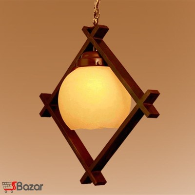 لوستر تک شاخه چوبی طرح لوزی لوستر تک شاخه چوبی طرح لوزی