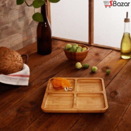 ظرف پذیرایی چهار خانه چوبی مربع ظرف پذیرایی چهار خانه چوبی مربع