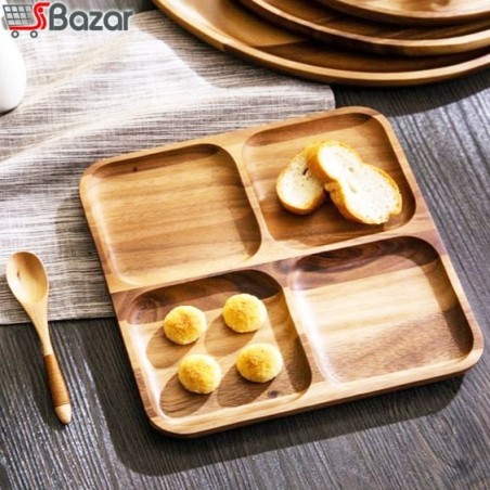 ظرف پذیرایی چهار خانه چوبی مربع ظرف پذیرایی چهار خانه چوبی مربع