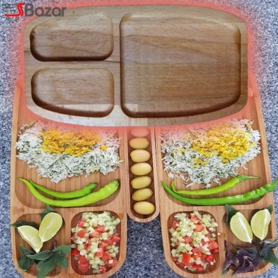 ظرف کیک خوری چوبی سه خانه