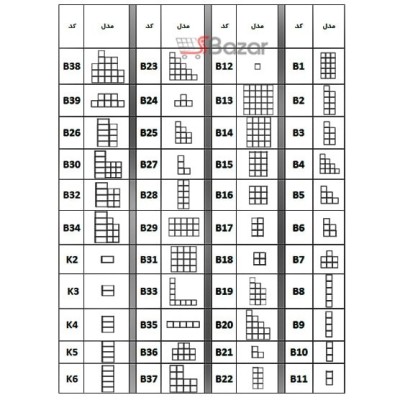 کتابخانه هفت + پنج خانه مربع مستطیل ترکیبی