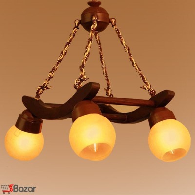 لوستر چوبی چهار شعله طرح منحنی