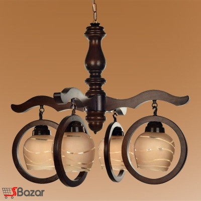 لوستر چوبی طرح قاصدک چهار شاخه