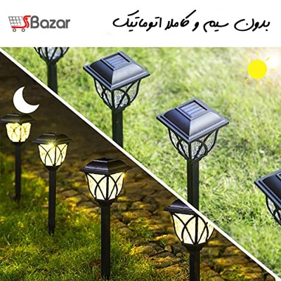 پک شش عددی چراغ چمنی خورشیدی رنگی پک شش عددی چراغ چمنی خورشیدی رنگی