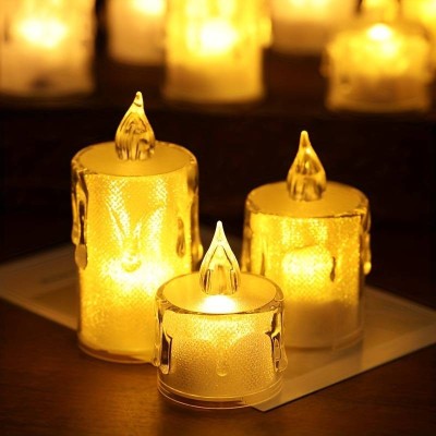 ست 3 عددی شمع LED شفاف کریستالی ست 3 عددی شمع LED شفاف کریستالی