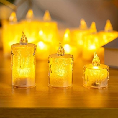 ست 3 عددی شمع LED شفاف کریستالی ست 3 عددی شمع LED شفاف کریستالی