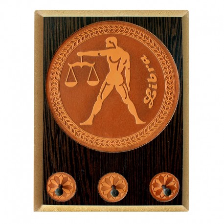 جاکلیدی چوب و چرم طرح میزان نماد ماه مهر
