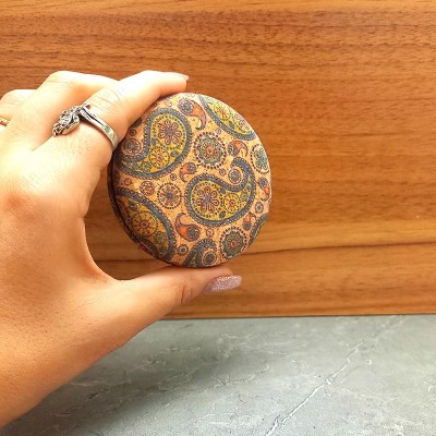 آینه آرایشی جیبی مدل سنتی طرح ترمه آینه آرایشی جیبی مدل سنتی طرح ترمه